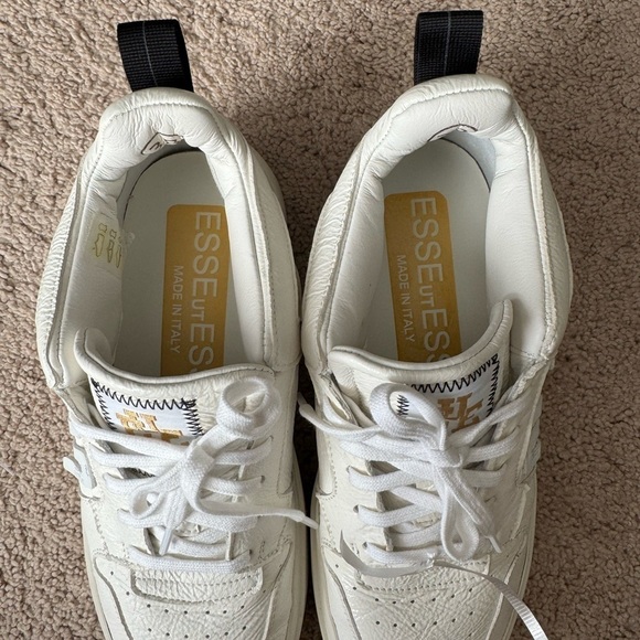 EsseUtEsse- White Mid Top La Guizza Designer Python Leather Sneakers - Picture 3 of 9